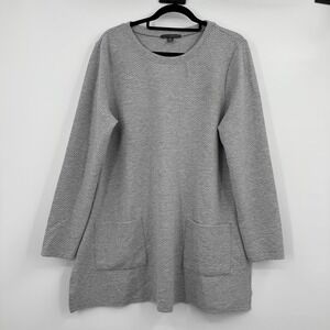 Shannon Passero Tunic Top Womens L Gray Pockets Heavy Weight Knit Relaxed